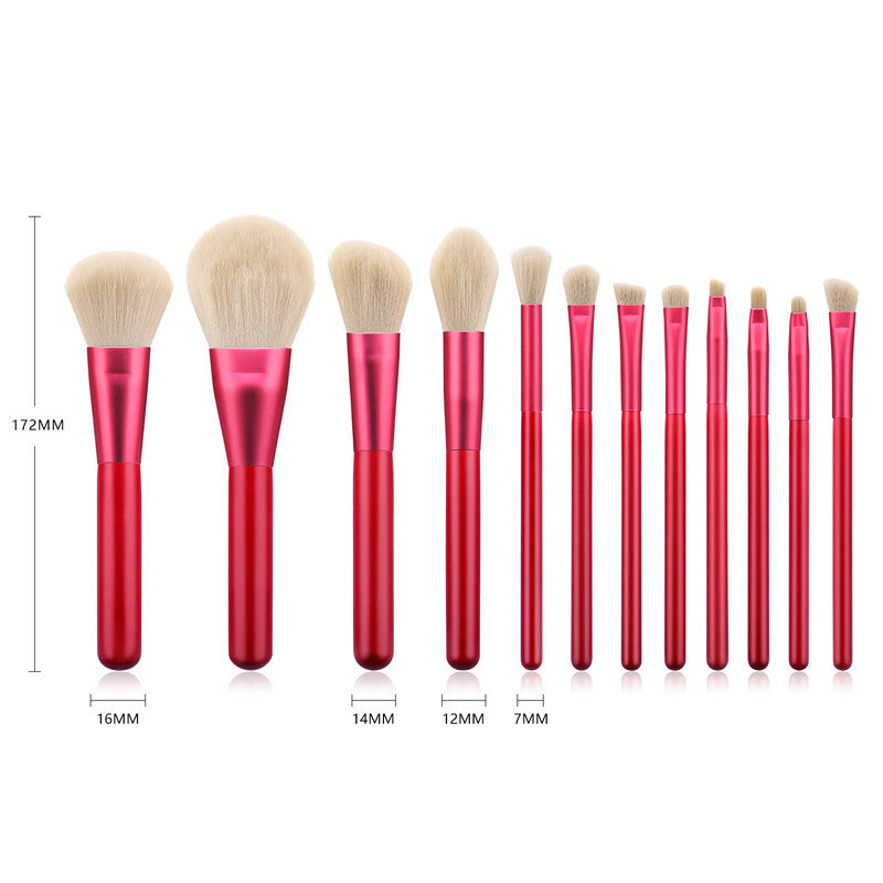 12pcs red makeup brushes