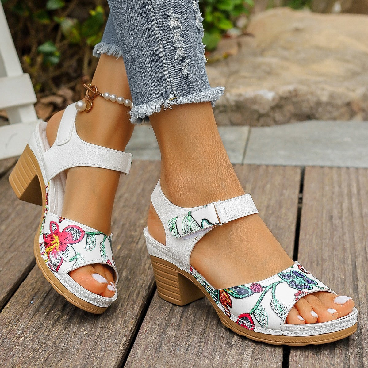 High Heel Sandals Velcro Buckle Casual Sandals For Women's | Premium Quality & Trendy Design