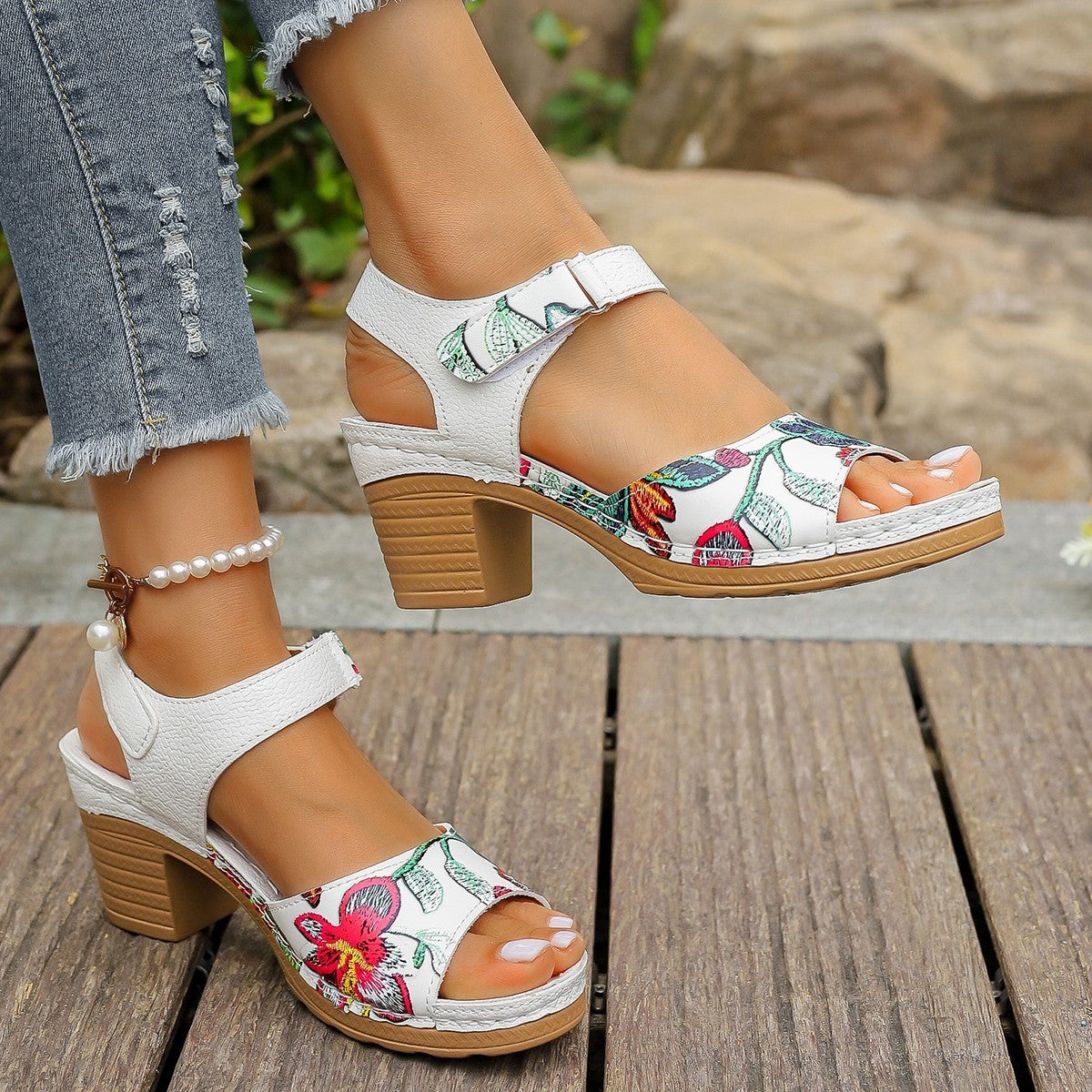 High Heel Sandals Velcro Buckle Casual Sandals For Women's | Premium Quality & Trendy Design